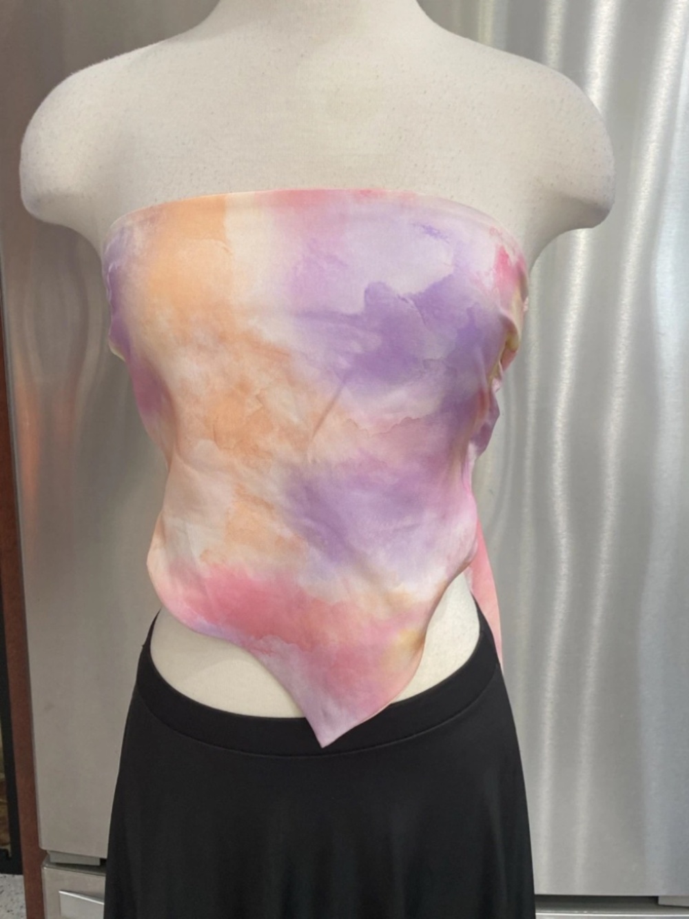 Superdown Rianna strapless tie dye scarf top size small revolve